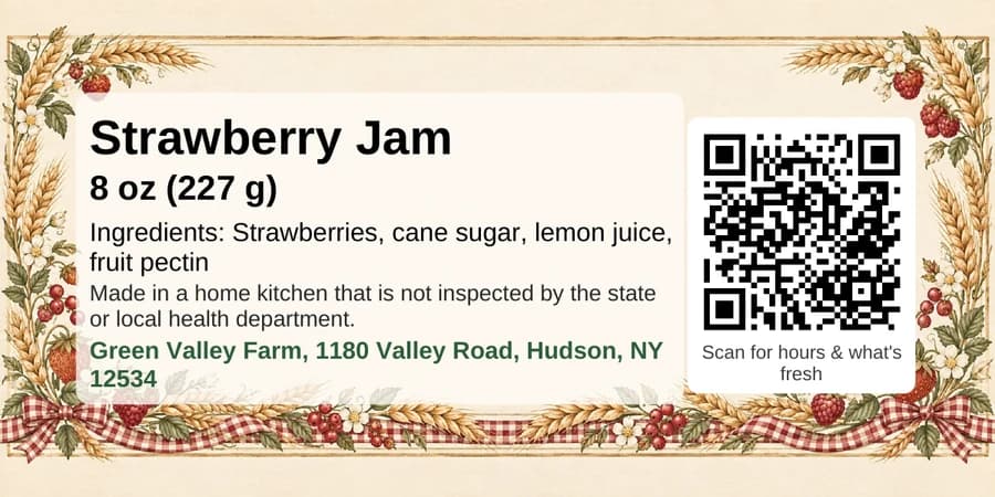 A strawberry jam label printed by ProvenFarm
